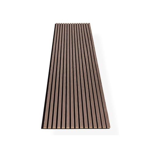 POHARE Wood Slat Wall Panels, 2 Pack 8 x 1 ft Decorative Wood Panels for Wall,Stylish Wall Panels for Interior Wall Decor, Modern Acoustic Wood Wall Panels with Felt Backing, Black-Brown Oak