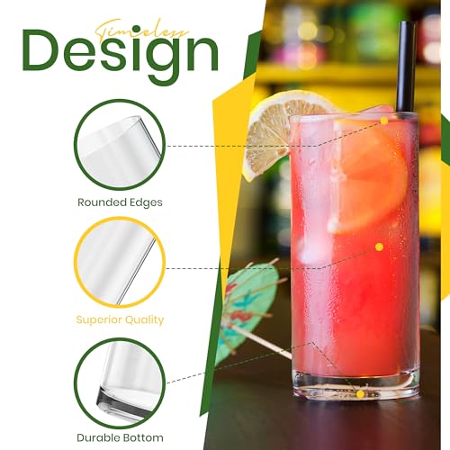 KICHLY 6 Pack Premium Quality Clear Plastic Tumblers - Each 12 Ounce Drinking Glasses - Reusable & BPA-Free Plastic Drinking Cups For Water, Juice & Other Drinks