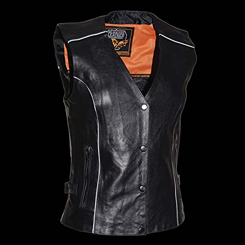 Milwaukee Leather Women's Leather Vest with Side Lace (Black, XX-Small)