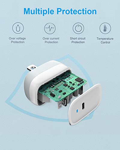 USB C Wall Charger, PowerLot PD 20W Fast Charging Block GaN Foldable USB C Power Adapter Compact for iPhone 15/15 Pro/ 15 Pro Max/ 15 Plus/ 14/13/ 12/11, iPad Pro, AirPods Pro, iWatch 8/7/SE