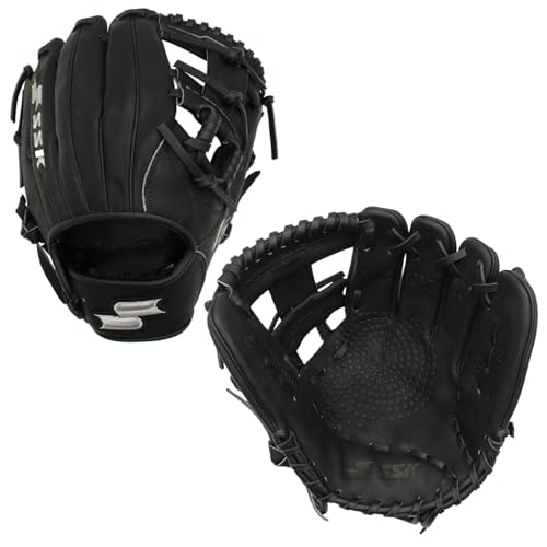 SSK Z5 Craftsman Infield Baseball Glove – 11.25” - 11.5” - 11.75” - 12” – Right & Left Hand Throw (Camel/Black - H Web, 12" - Right Hand Throw)