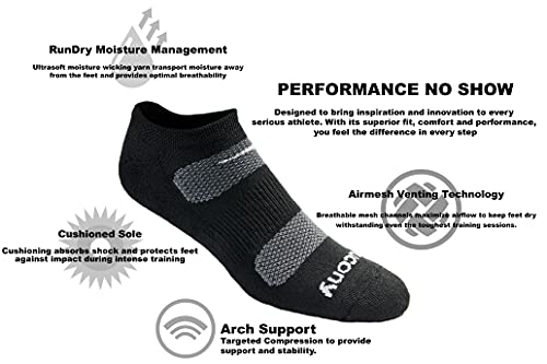 Saucony Men's RunDry Mesh Ventilating Comfort Fit Performance No-Show Socks, Available in M-XXL (6, 18, White (12 Pairs), Large