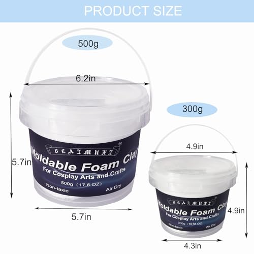 Foam Clay Cosplay Moldable Air Dry Foam Clay Craft 300g White Lightweight Sculpting Foam for Costumes Sanding Cosplay