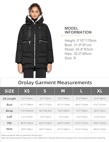 Orolay Women's Winter Puffer Jacket - Fleece Lined Hooded Down Coat Casual Overcoat with Pockets Black X-Small