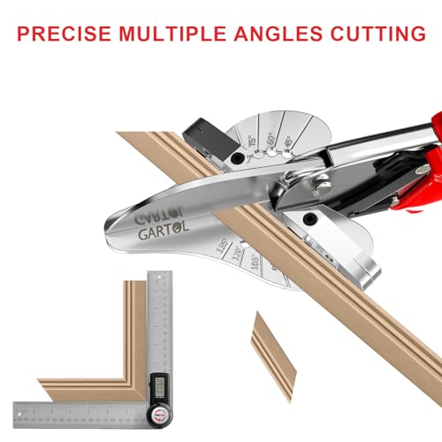 GARTOL Ratchet Miter Shears for Angular Cutting Molding Crafting, Shoe Molding & Quarter Round Cutting Tool Miter Cutter, Adjust at 45-135 Degree Multi-Angle Cutter Hand Tool for Soft Wood, PVC, MDF