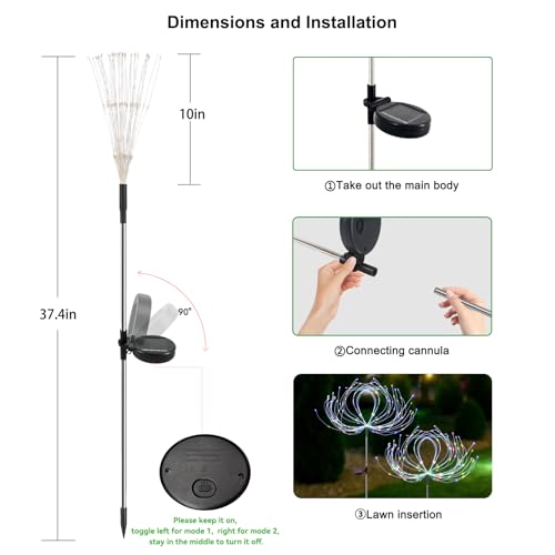 Slyuexu Solar Garden Lights Outdoor Waterproof, 2 Pack 120 LED Solar Firework Lights Decorative Garden Décor Outside for Flowerbed Halloween Christmas Decorations, White