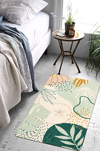 Lahome Pink Round Rugs 5Ft - Washable Boho Large Round Area Rug for Living Room Non-Slip Throw Ultra- Thin Circle Rugs for Bedroom Nursery, Cute Soft Botanical Print Round Carpet for Classroom Office