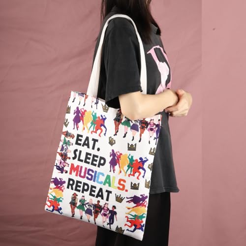 FEELMEM Six the Musical Gift Eat Sleep Musicals Repeat Tote Bag Music Gift Broadway Musical Merchandise Shoulder Bag