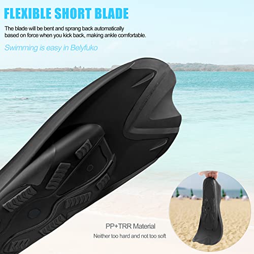 Belyfuko Swim Training Fins Comfortable Silicone Lap Swimming Floating Flippers Short Blade Build Leg Strength