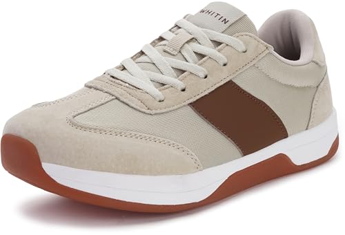 WHITIN Women's Zero Drop Trainer Shoes Wide Toe Box Sneakers Extra Width Size 5.5 Non Slip Trail Walking Road Running Fashion Lightweight Tennis Beige 36