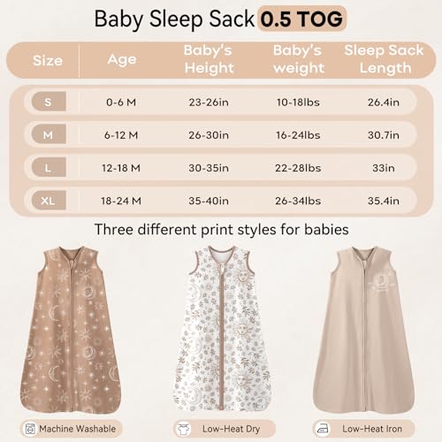 Unnivoll Baby Sleep Sack 12-18 Months 3 Pack 100% Cotton Lightweight 0.5 TOG Wearable Blanket Baby Sleep Bag with 2-Way Zipper for Newborn Infant White Gray Blue Space