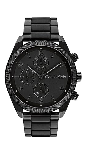 Calvin Klein Men's Everyday Elegance Watch - Black Steel Case, Link Bracelet Multi-Function (Model: 25200359)