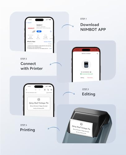 NIIMBOT B1 Label Maker, Bluetooth Portable Label Printer with Auto Identification, Easy to Use for Office, Home, Business, with 2 x 1.18 inch Label/Roll (Blue)