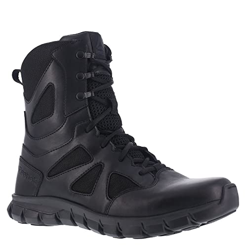 Reebok Mens Rb8806 Sublite Cushion Soft Toe 8" Waterproof Boot With Side Zipper Black Military & Tactical, Black, 7 US