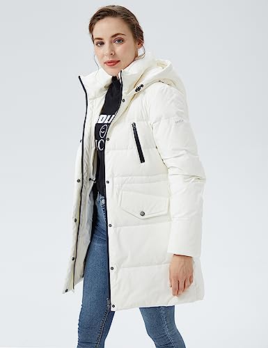 Orolay Women's Puffer Winter Down Coat Thickened Parka Jacket with Hood White XS