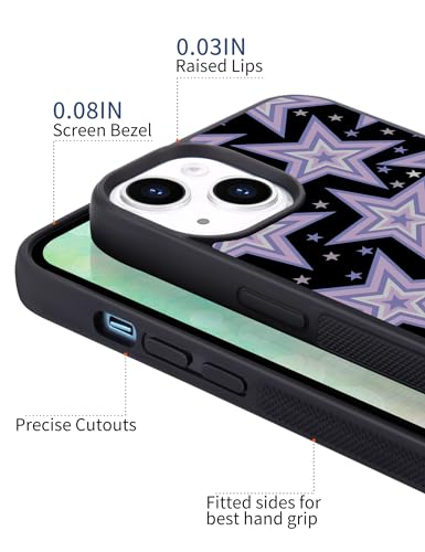 Wihytec Blue Stars Case for iPhone 15 PRO MAX Layered Star Case Cover TPU Bumper Hard Back Shockproof Phone Case Girly Protective Phone Cover with Design