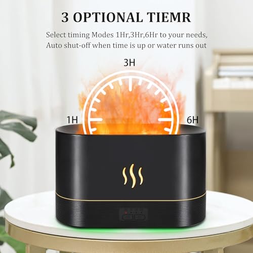 PLUWEL Colorful Flame Diffusers for Essential Oils Large Room-Upgraded 300ML Aroma Diffuser Humidifier Quiet Diffuser with Remote Control, Night Lights, Timer, No-Water Auto Off