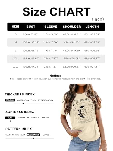 Rock Band T-Shirts for Women Vintage Rock Music Graphic Shirts Country Concert Short Sleeve Tees Tops Apricot