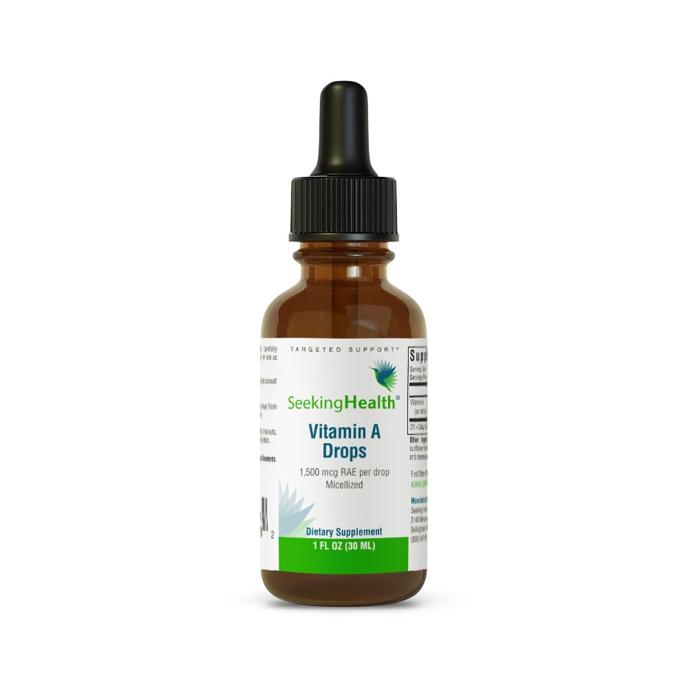 Seeking Health Vitamin A Drops - Eye & Skin Health Supplement with Retinyl Palmitate - Liquid Vitamin Support with Antioxidant Support - Soy-Free & Gluten-Free - 1 fl oz, 750 mcg (600 Servings)