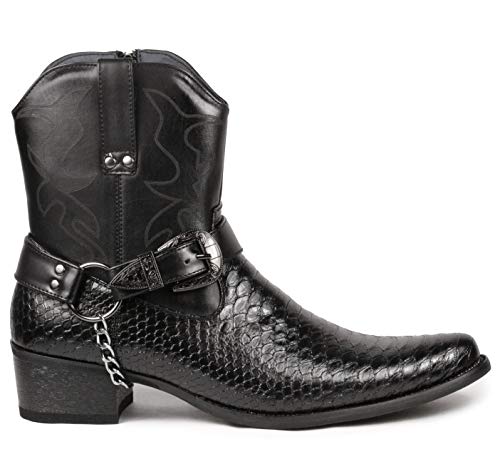 Metrocharm Diego-01 Men's Belt Buckle Chain Strap Western Cowboy Boots (13, Brown)