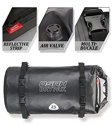 IRON JIA'S Motorcycle Dry Bag - Waterproof Duffle & Luggage Tail Bag Saddle Bags with Roll Top Closure, Shoulder Straps, Inner Pocket and Mesh Pocket (Black, 30L)