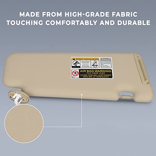 SCITOO Left Driver Side Beige Sun Visor Assembly fit for 2008 2009 2010 2011 2012 2013 for TOYOTA for HIGHLANDER with Sunroof(74320-48500-E0,74320-48180-E0,04005-11148-E0)