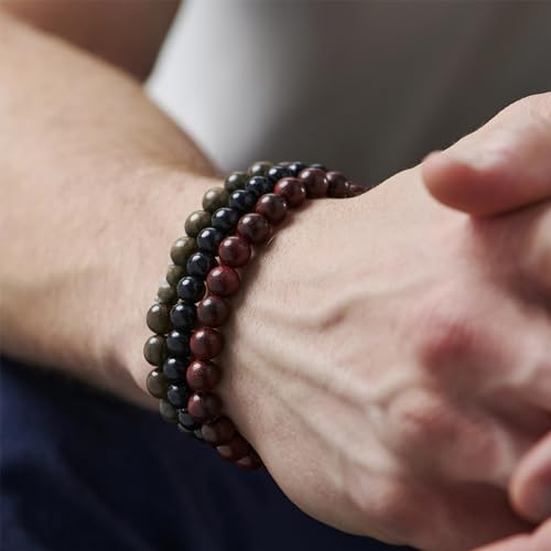 VEEDOFA Lava Stone Bracelet Bracelets for Men Adjustable Lava Rock Bracelets jewelry for Men Gifts Pulseras Para Hombres Bead Bracelet