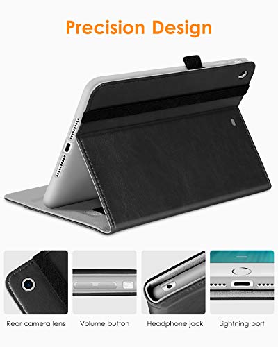 DTTO for iPad Mini 1 2 3 Case, Premium Leather Folio Stand Cover Case with Multi-Angle Viewing and Auto Wake-Sleep Function, Front Pocket for iPad Mini 1/Mini 2/Mini 3 - Black