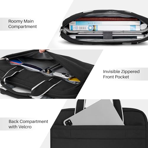 BAFFINA 15.6 16 Inch Laptop Shoulder Bag for Men Women,Waterproof Computer Carrying Case Messenger Bag with Strap,Laptop Briefcase for 14-15-16 Inch MacBook/Chromebook/Notebook Hp Dell Acer Asus,Black