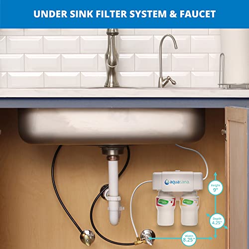 Aquasana Under Sink Water Filter System - Reduces PFAS, Lead, & Chlorine in Drinking Water - Under Counter Claryum Filtration for Kitchen - 2-Stage - Chrome Faucet - AQ-5200.56