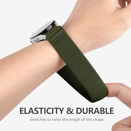 SNBLK Elastic Bands Compatible with Samsung Galaxy Watch 7/FE/6/5/4 40m 44mm/6 Classic 43mm 47mm/5 Pro 45mm/4 Classic 42mm 46mm, 20mm One Click No Gap Nylon Stretchy Strap for Women Men