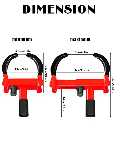 Tevlaphee Universal Wheel Lock Heavy Duty Security Trailer Wheel Lock Anti Theft Wheel Locks for Cars SUV Camper Motorcycle Trailer Great Deterrent Bright Color with 3 Keys (Black-red)