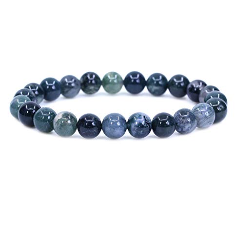 Keleny Natural Green Prehnite Gemstones 8mm Round Beads Crystal Stretch Bracelets 7 Inch Unisex