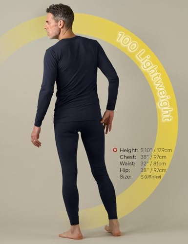 LAPASA Men's Thermal Underwear Set Soft Fleece Lined Long Johns Heavyweight Base Layer Top & Bottom Winter Thermoflux 300 Extra Warm M24 Medium Navy Blue