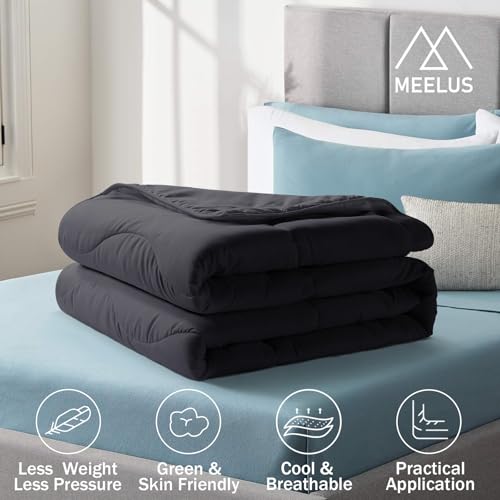 MEELUS Lightweight Comforter Cooling Duvet Insert White, All Season Breathable King Size Duvet, Soft Microfiber Summer Cool Down Alternative Winter Quilt with Corner Tabs, 102x90 inch