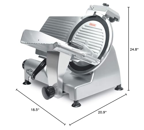 KWS MS-12NT Premium Commercial 420w Electric Meat Slicer 12-Inch Non-sticky Teflon Blade, Frozen Meat/Cheese/Food Slicer Low Noises Commercial and Home Use [ ETL, NSF Certified ]