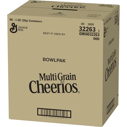 Multigrain Cheerios Cereal Single Serve Bowl, Heart Healthy Breakfast Cereal, Gluten Free Cereal with Whole Grain Oats, 1 Oz, 96 Count