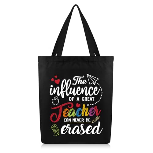 Canvas Tote Bag Teacher Gifts for Women, Cute Appreciation Gift Utility Teachers Bags and Totes with Interior Pockets