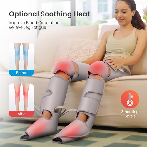 Snailax Leg Massager for Circulation and Pain, FSA or HSA Eligible, Leg Massager Machine with Heat and Air Compression, 3 Modes & 3 Intensity, Leg Calf Foot Wraps Massage Boots,Gifts