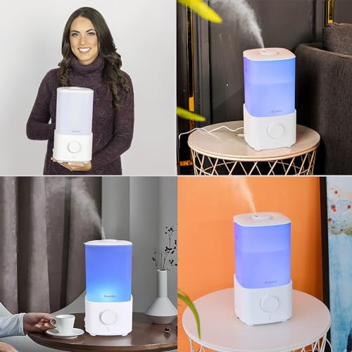 BlueHills Premium 2300 ML XL Large Essential Oil Diffuser Humidifier Combo for Large Room Home Huge Coverage Area 2 Liter Extra Large Capacity Huge Diffuser with Décor LED Lights Square White - L001