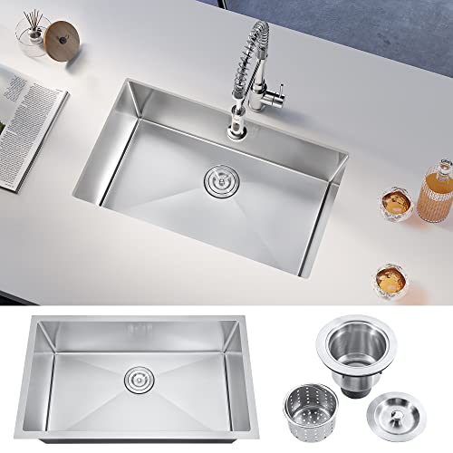 ATTOP 30 Inch Single Bowl Undermount Kitchen Sink,Nano Coating Stainless Steel Handmade Undermount Single Bowl Sink