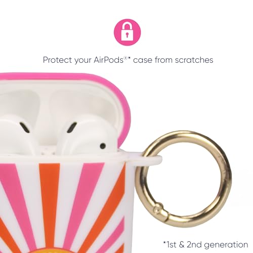 Packed Party for AirPods Case Cover, Soft Silicone Protective Cover with Detachable Gold Hook, Compatible with Apple AirPods 2nd 1st Generation Charging Case, Be The Sunshine Earbuds Case Cover