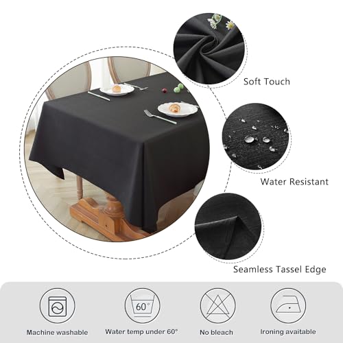Laolitou Rectangle Tablecloth Linen Waterproof Textured Table Cloth, Washable Wrinkle Free Spill Proof Decorative Fabric Table Cover for Dining Table Farmhouse Kitchen, Coffee, 52x70 Inch