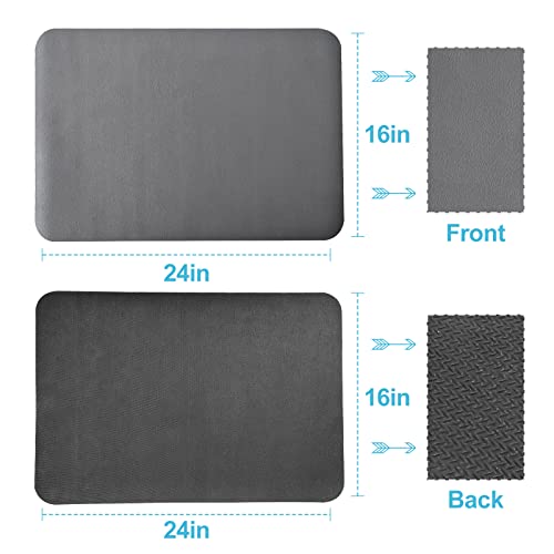 Dish Drying Mat for Kitchen Counter, 16"x24" Dish Drying Pad with Non-slip Rubber Backed, Hide Stain Anti Absorbent for Kitchen Counter, Drying Mat for Coffee Machine Dish Rack (Grey)