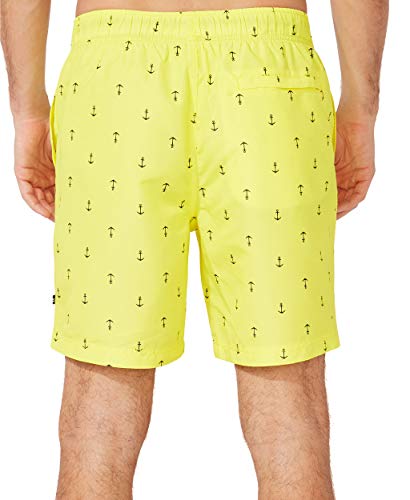 Nautica Men's Standard Quick Dry All Over Classic Anchor Print Swim Trunk, Blazing Yellow, X-Small