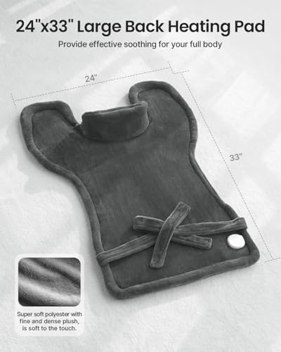 RENPHO Large Full Body Heating Pad, Practical Gifts for Her Him, Electric Heat Pad for Neck and Shoulders and Back Pain Relief, Hsa Store Eligible Items, FSA Eligible, ETL Certified, 24"x37", Brown