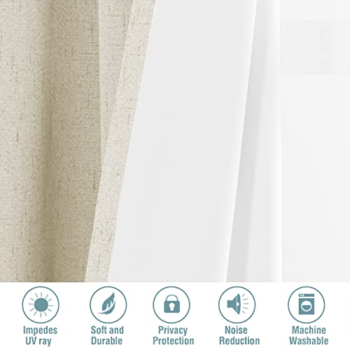 H.VERSAILTEX Primitive Linen Curtains 100% Blackout Curtain Drapes Burlap Fabric Curtains with White Thermal Insulated Liner, Grommet Top Curtains Living Room/Bedroom (2 Panels, 42 x 54 Inch, Teal)