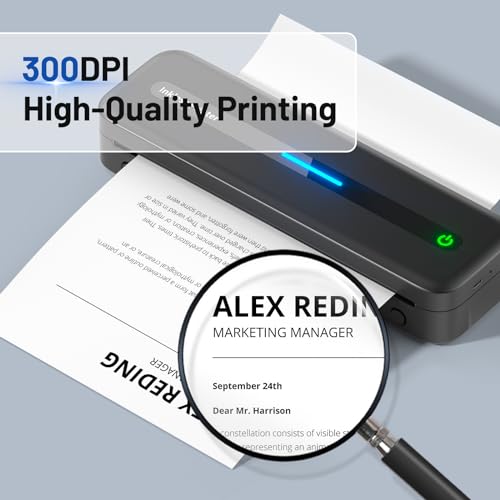 Portable Printer Wireless for Travel,M832 Bluetooth Printer Support 8.5" X 11" US Letter, Inkless Thermal Compact Printer Compatible with Android and iOS Phone & Laptop