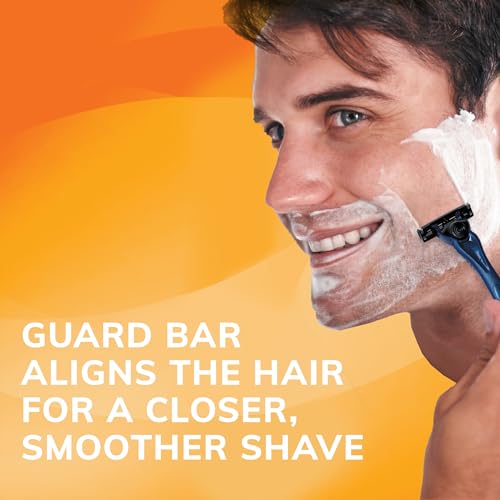 BIC Comfort 3 Refillable Three-Blade Disposable Razor for Men, Sensitive Skin Razor For a Comfortable Shave, 1 Handle and 6 Cartridges, 7 Piece Razor Set (Pack of 2)
