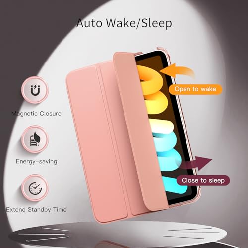 MoKo for iPad Mini 7 (A17 Pro) Generation Case 2024, iPad Mini 6 Case 2021, 8.3-inch Slim Lightweight Protective Hard Back PC Shell Stand Cover Support Touch ID, Auto Wake/Sleep, Raspberry